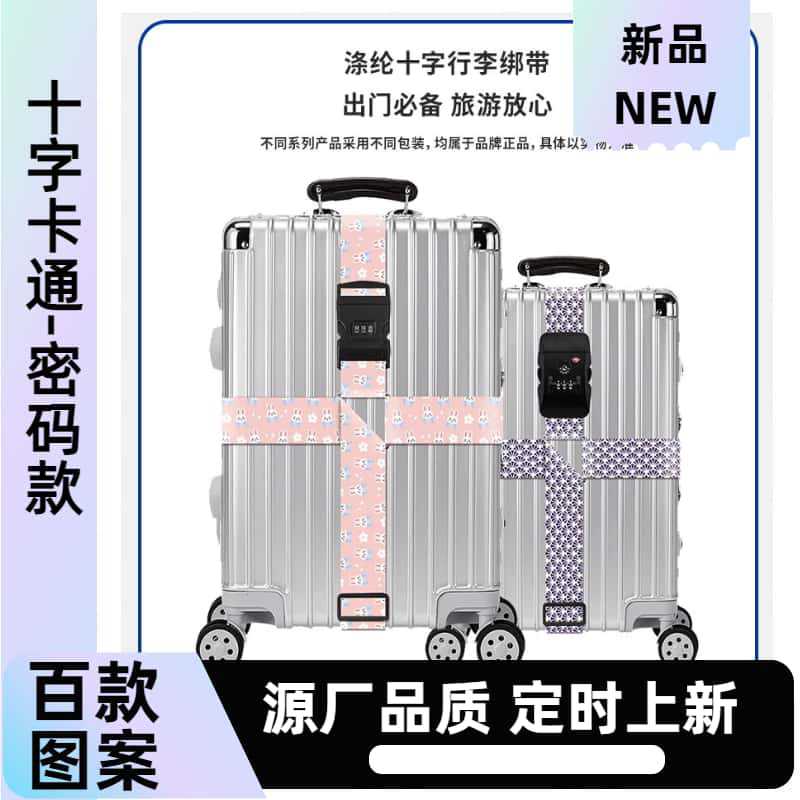 Cross-Border New Suitcase Triangle Cross Strap Suitcase Reinforced with Trolley Case Password Explosion-Proof with Polyester