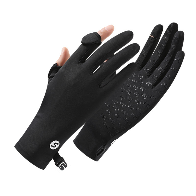 Guantes de verano para mujer, sensación de frío al aire libre transpirable, protector solar, dos dedos, conducción cómoda, conducción, guantes de dedos completos