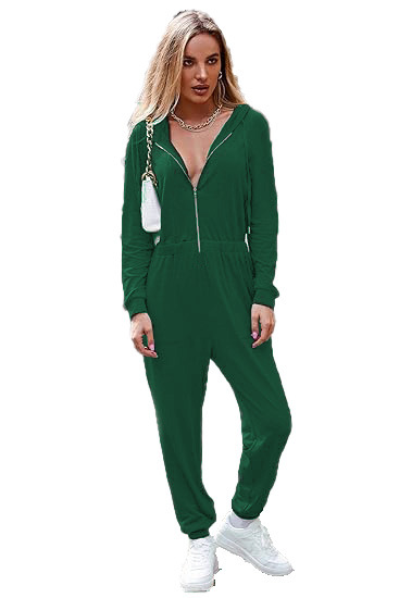 En stock deseo estación independiente 2023 Amazon Venta caliente nueva manga larga con capucha cremallera casual deportes jumpsuit mujeres