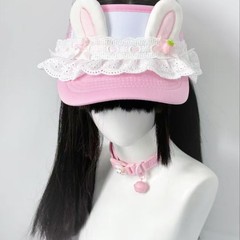 メザニン娘服アクセサリー中古ピンク空の野球帽かわいいサブカルラビット耳二次元