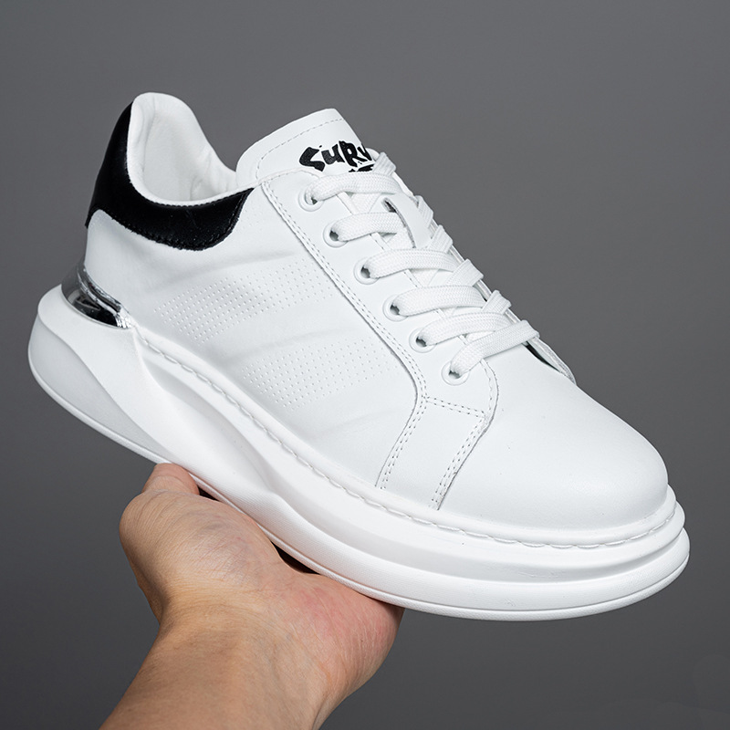 Thick-Soled Height-Increasing White Sneakers for Men, Size 45, Extra Wide and Large Size Men's Shoes, Size 46, Versatile Casual Sneakers, Size 47, Lightweight Sports Shoes