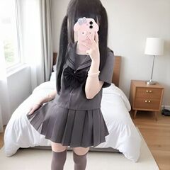 j原创正版JK制服灰色二本学院日系水手服短袖套装校供百褶裙