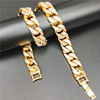 Chain, necklace hip-hop style, European style, 15mm, diamond encrusted