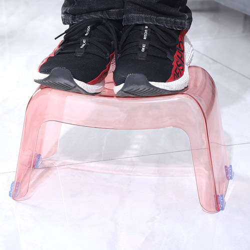 Simple and Elegant Plastic Stool for Home Use, Suitable for Bathroom and Bedroom, Equipped with Non-Slip Pads, Transparent Square Stool