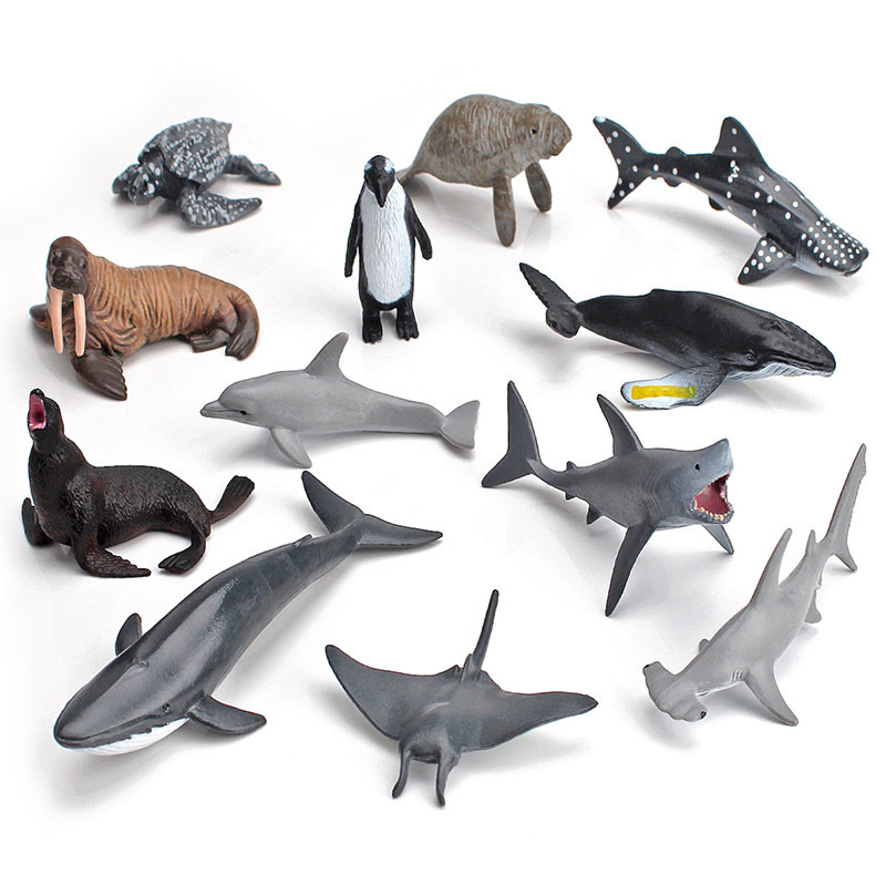 Simulación de la vida marina modelo estático conjunto de delfines ballenas tiburones juego de 12 piezas cognitivo infantil juguete de educación temprana