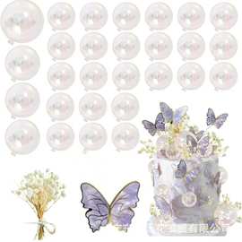 38个装幻彩球生日插牌套装 泡泡球透明装饰球蝴蝶主题套装批发