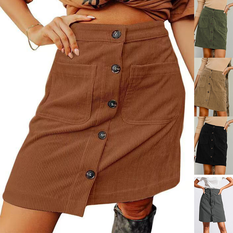 2025 European and American Short Skirts Cross-Border Plus Size Factory Direct Sales Amazon Button Short Skirts for Women