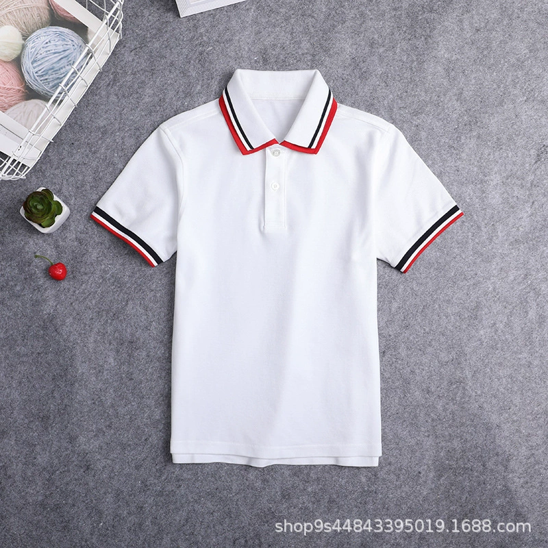 Детская футболка, голубой и белый polo, летняя форма для учащихся, с коротким рукавом