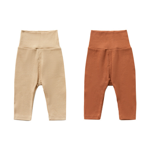 Baby Leggings Spring and Autumn Thin Model Baby High-Waist Belly Protection Pants Instagram Style Unisex Children's Pants Ribbed Elastic Wholesale