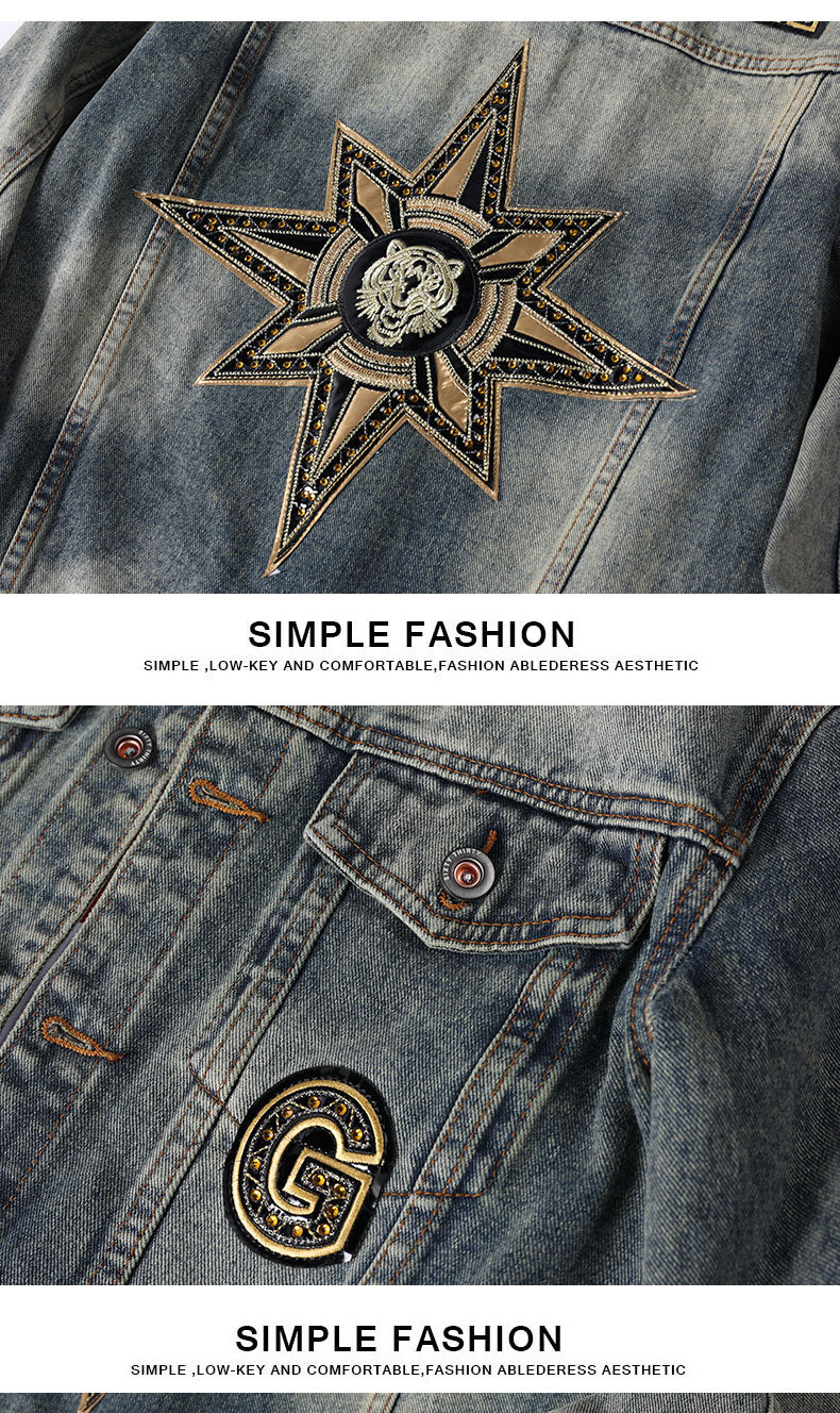 Modern herr denimjacka med broderi i lyxig stil_voghion.com
