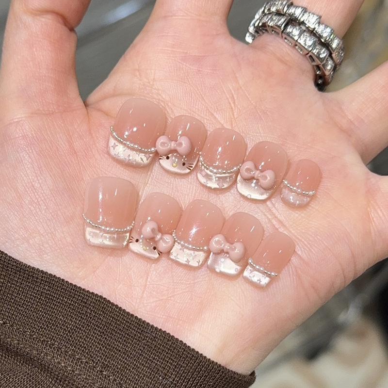 【Sweetheart Cat】Atmospheric Instagram-Style Cat-Eye Handmade Wearable Nails Wholesale Short Nail Art Stickers Fake Nails 【Sweetheart Cat】Atmospheric Instagram-Style Cat-Eye Handmade Wearable Nails Wholesale Short Nail Art Stickers Fake Nails