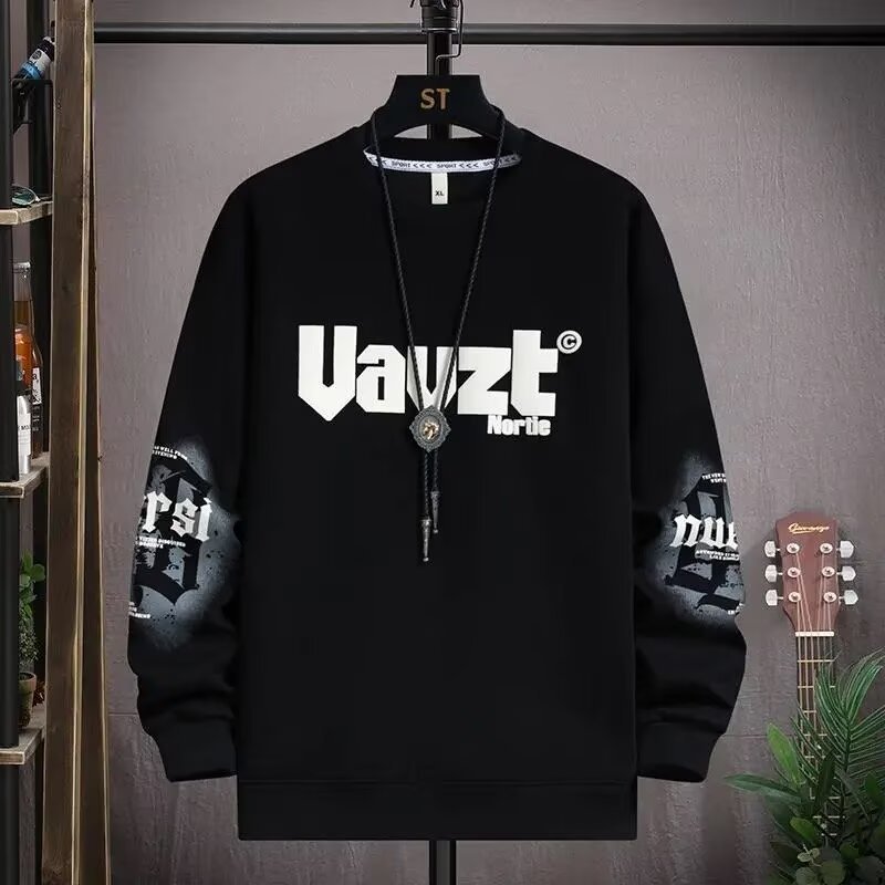 男士卫衣潮流韩版字母印花修身圆领打底衫秋季新款内搭外穿长T恤