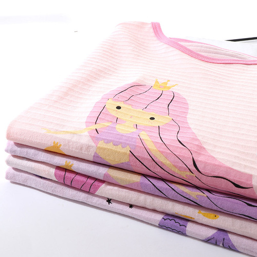 Children's short-sleeved suit cartoon girls air-conditioned clothes home clothes set new baby short-sleeved shorts two-piece set