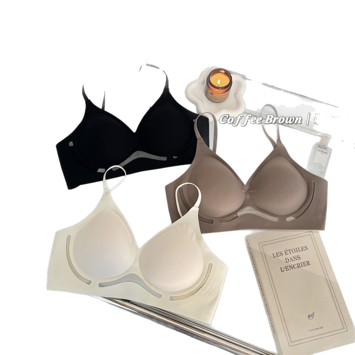 Taza de melocotón, ropa interior de mantenimiento de gelatina hueca, hermosa espalda, sin costuras, sección delgada, sin anillo de acero, pecho pequeño, sujetador de expansión exterior, mujer