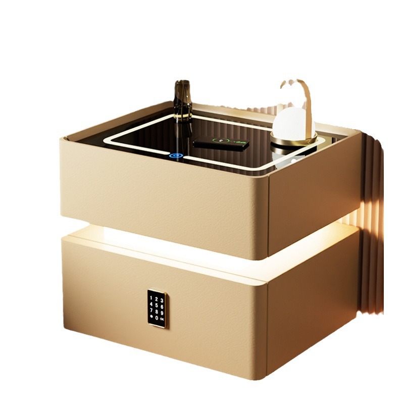 Mesa de cabezal inteligente con lámpara 2024 nuevo dormitorio de madera sólida lujoso y de alta calidad simple y moderno gabinete de almacenamiento junto a la cama