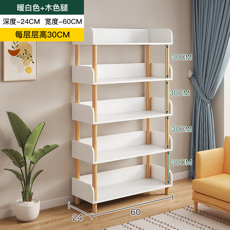 Estantería simple piso de madera maciza pierna de almacenamiento de múltiples capas dormitorio rack de almacenamiento sala de estar estante de exhibición hogar pequeña estantería