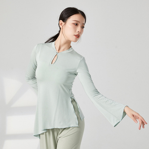 Bell-sleeve dance practice clothing, classical dance body suit for women, Chinese style ethnic dance body suit