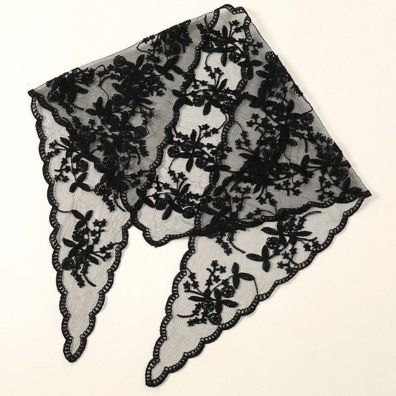 国境を越えた売れ筋の新しい多用途ナイロン刺繍花三角スカーフ高品質ファッション刺繍レース装飾スカーフ|undefined