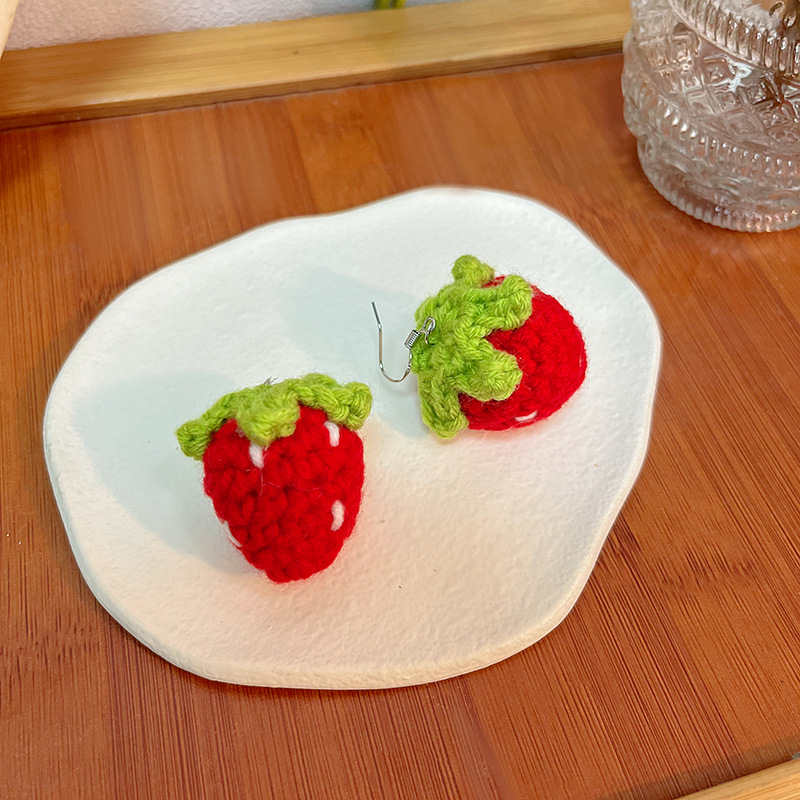 Drop Earrings Classification 1 Pair Quantity 1 Pair Simple Style Strawberry Plating Cloth Drop Earrings