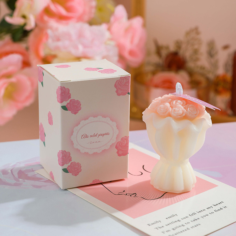 中国のバレンタインデーのギフト、結婚式の記念品、手作りのクリエイティブな手持ちの花の形の装飾品、親友へのアロマセラピーキャンドル|undefined