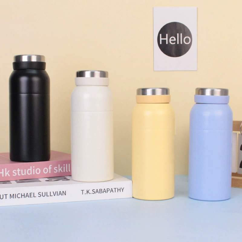 Изолированная чашка из нержавеющей стали 304 в японском стиле, 350 мл, простая однотонная портативная чашка для пары, прямая чашка для домашнего и автомобильного использования