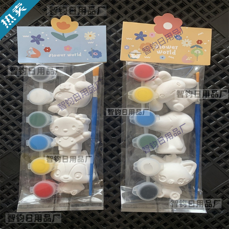 Gypsum Doll with Colorful Paint Sponge Snow Park Famous Painting Set…