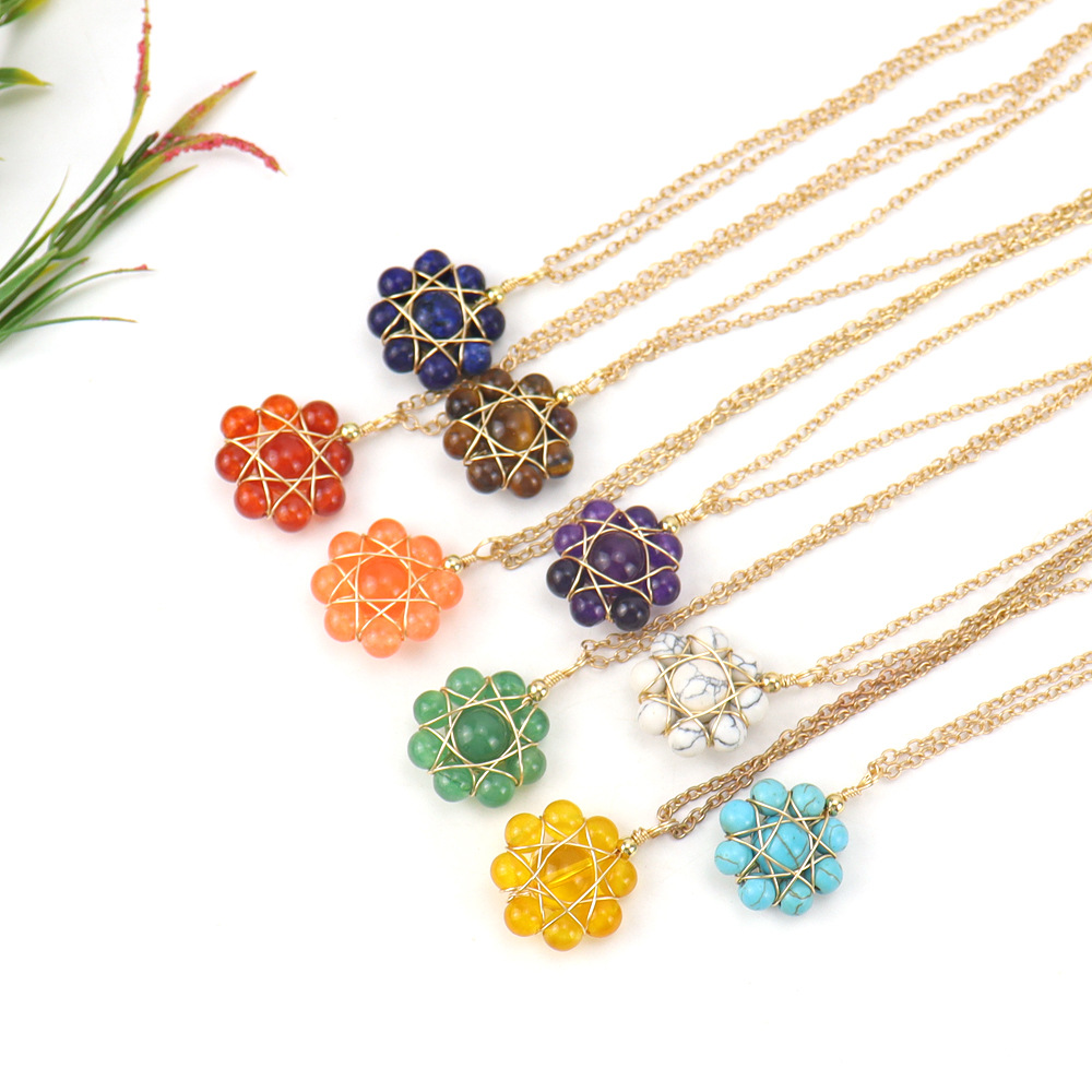 Simple Style Flower Crystal Handmade Pendant Necklace 1 Piece