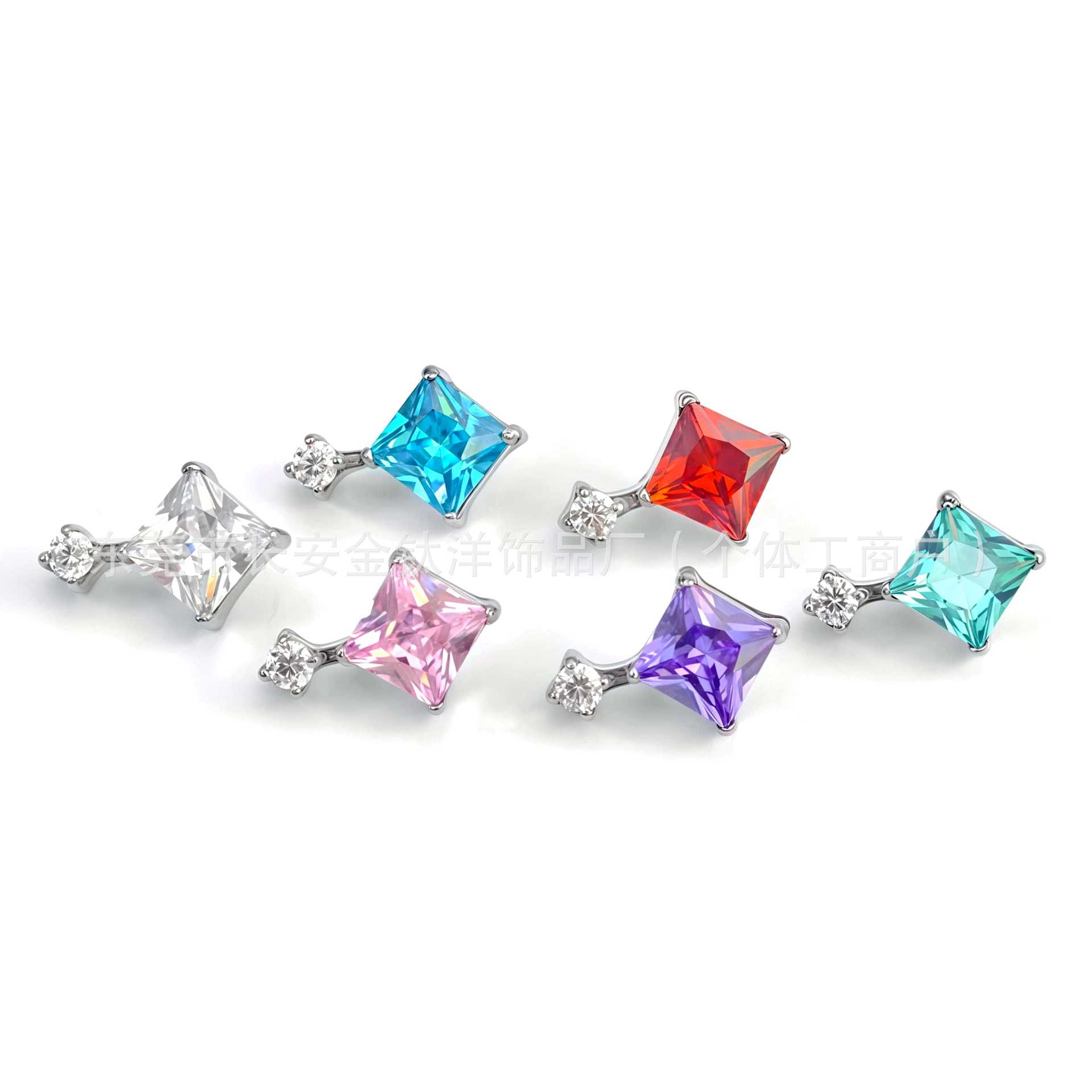 F136 Titanium Square Round 5A Zircon Lip Nose Ear Bone Nail G23 Titanium Alloy Body Piercing Jewelry detail image 8