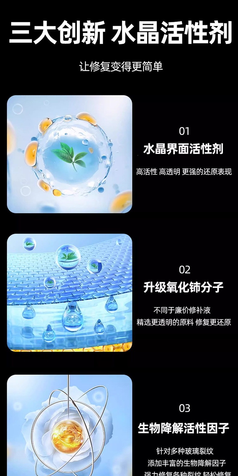 Suitable for German glass repair fluid, car front windshield crack, small pit, scratch restoration glue, mirror seamless repair