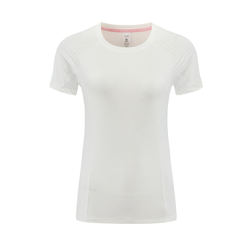 Europa y América transfronterizas camisetas de hielo de secado rápido delgado agujero de acondicionamiento físico transpirable de manga corta camisetas de yoga deportivas