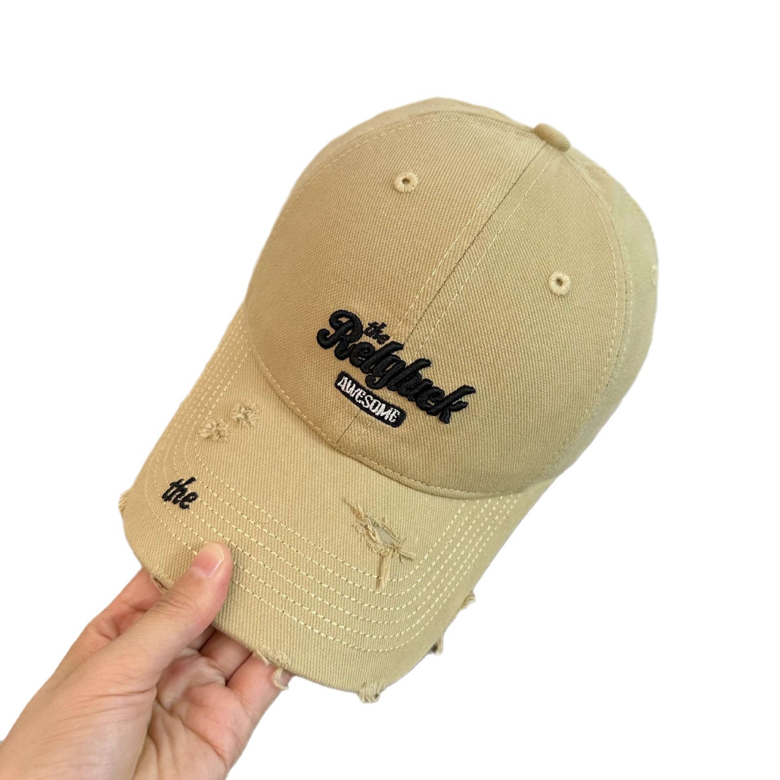 Tide coreana letra bordada agua lavada agujero blando sombrero de béisbol para hombres y mujeres de alta calidad gorra de boca de pato americana muestra cara pequeña