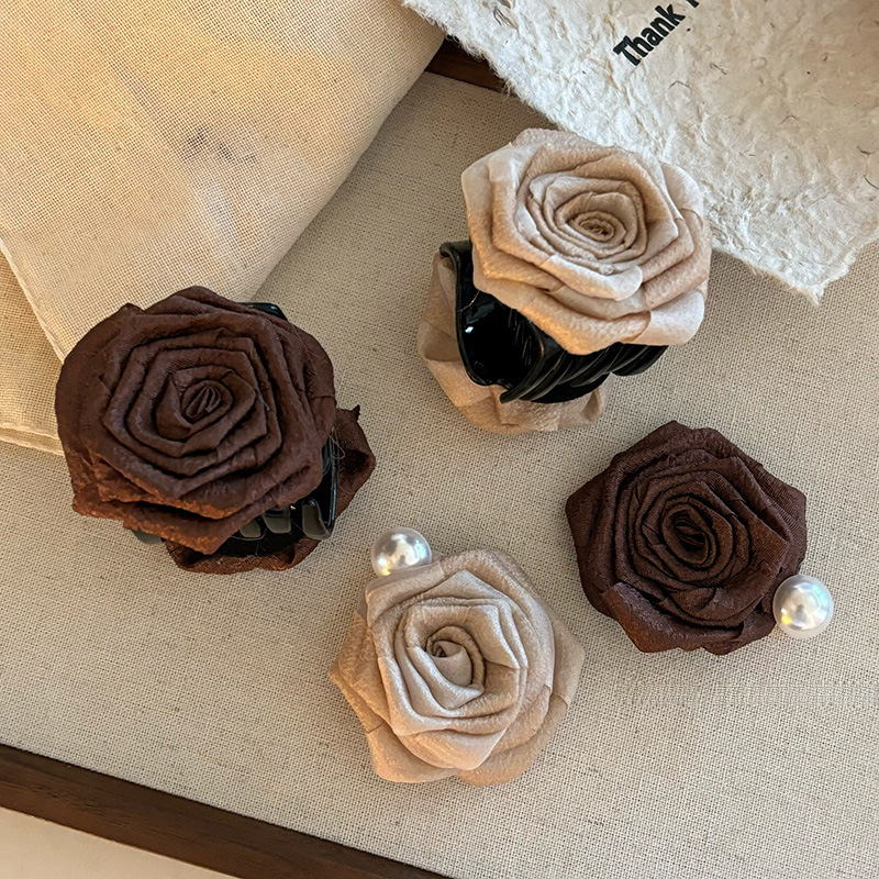 Maple Leaf Brown Flower hairpin high-grade niche temperament bangs clip hair clip shark clip hair clip hair accessories for women_voghion.com