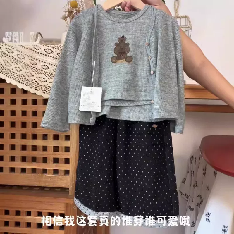 Autumn set, children's cartoon cardigan, vest, jeans, trousers, western style
