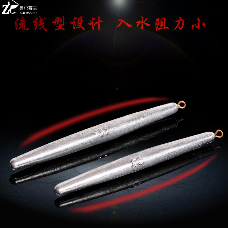 Pen-shaped sinker anti-sticking cylindrical lead weight with ring for fishing long bar sinker anchor weight fishing tackle accessories wholesale