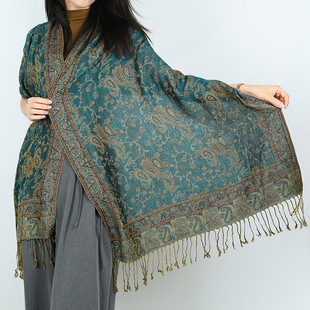 2024 New Women's Jacquard Ethnic Style Cashew Scarf Shawl Dual-use Travel Outer Decoration Large Shawl