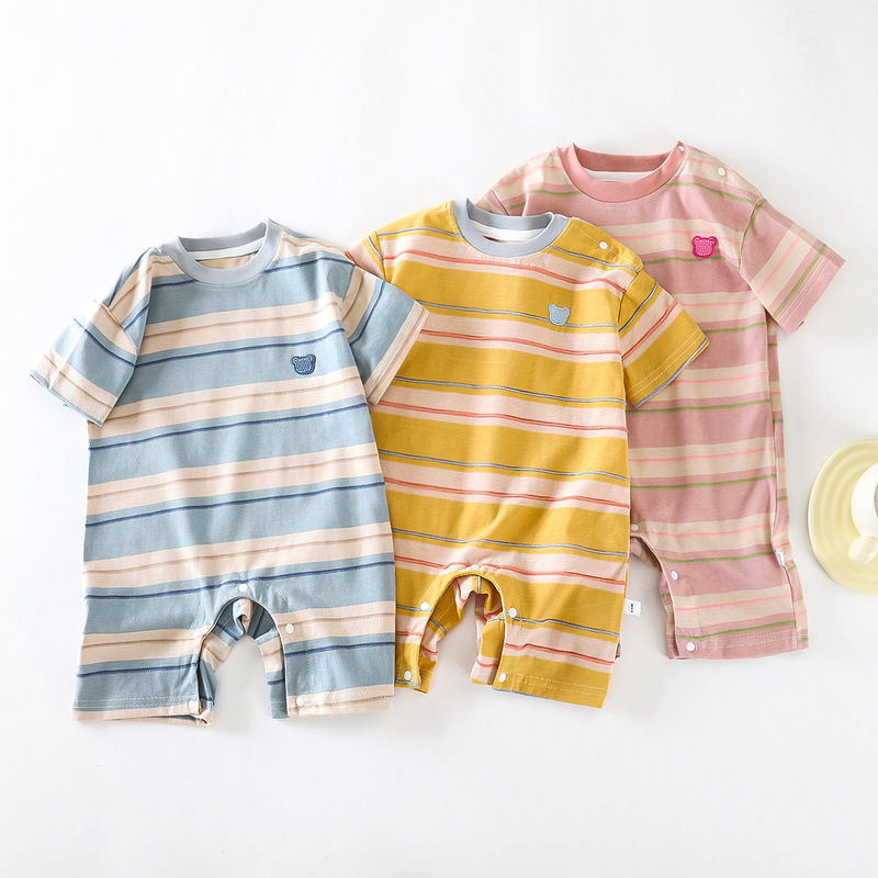Unisex Summer Striped Short-Sleeved Baby Romper Newborn Baby Clothes Romper Jumpsuit Unisex Summer Striped Short-Sleeved Baby Romper Newborn Baby Clothes Romper Jumpsuit