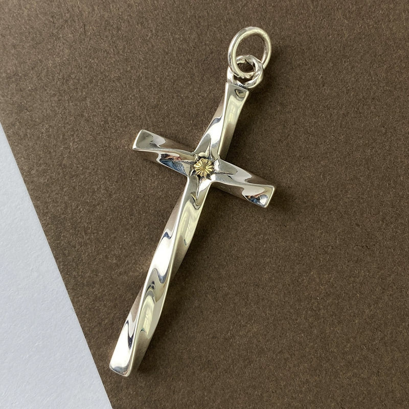 Colgante de cruz Aurora Dorada S925 plata esterlina Collar de hombre Personalidad universal Nicho de Europa y América no decoloración de plata