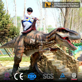 热卖商用摇摇车景区投币游乐场设备 双人座亲子霸王龙玩具车摇马