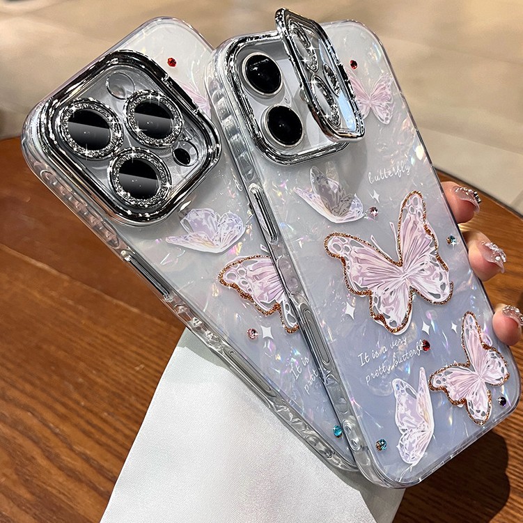 Patrón de concha de mariposa degradado ins de alto valor para iphone15 Apple 16ProMax funda para teléfono móvil soporte 14P