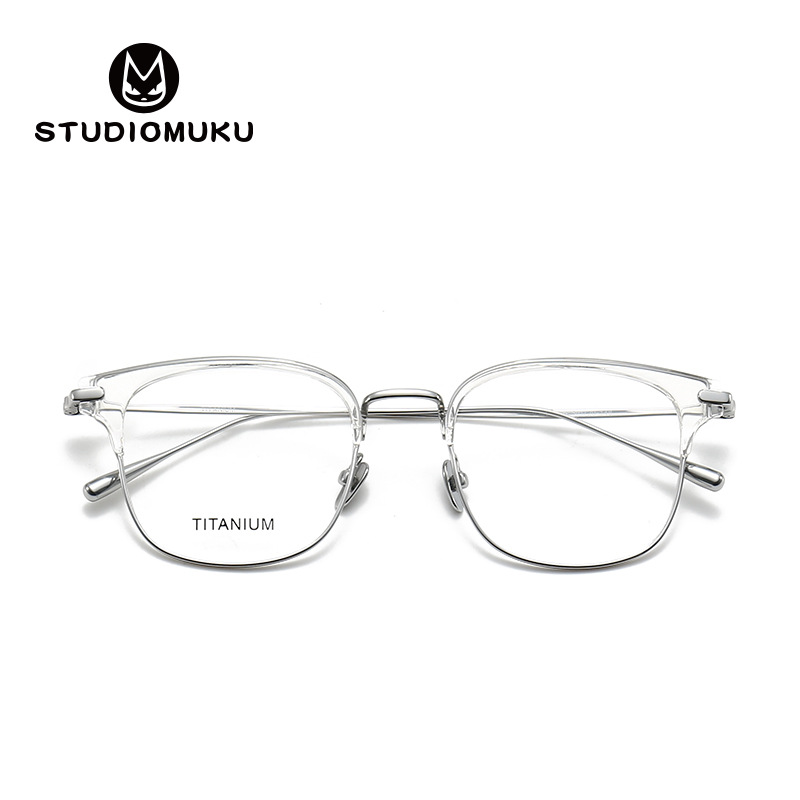 Gafas de madera STUDIOMUKU El diseño de marco de cejas a gran escala permite que la cara grande se ajuste cómodamente al marco de las gafas