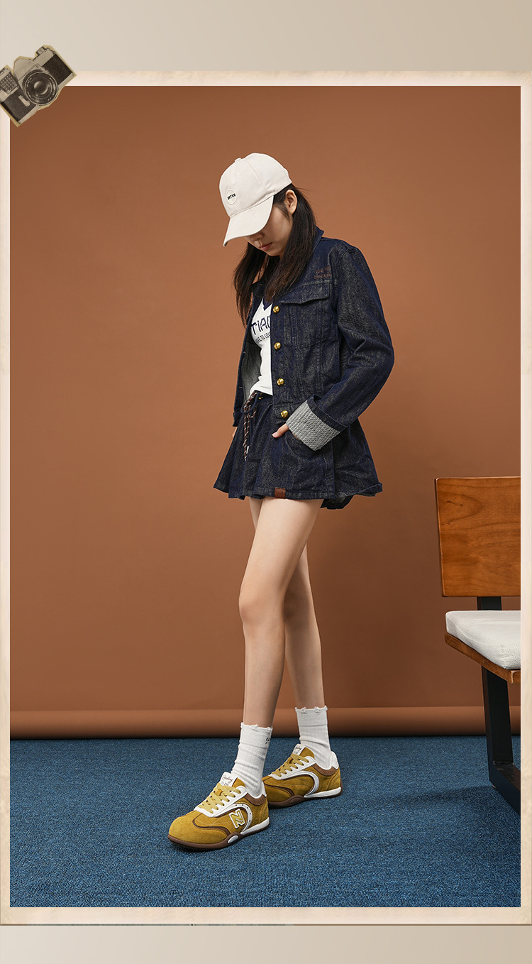 Giày sneaker nữ chạy bộ mesh thoáng đế bệt phong cách cổ điển — 298 Nâu Caramel chi tiết 8