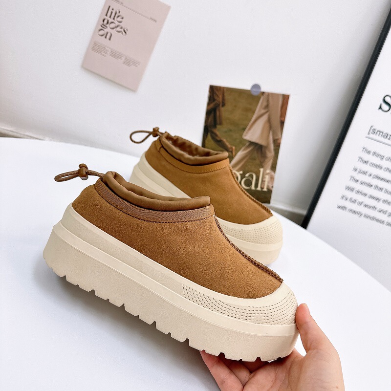 Winter genuine sheepskin and fur-lined thick-soled snow boots for women, warm and fleece-lined, thickened, and available in a couple's style, Tasman color-blocked cotton shoes