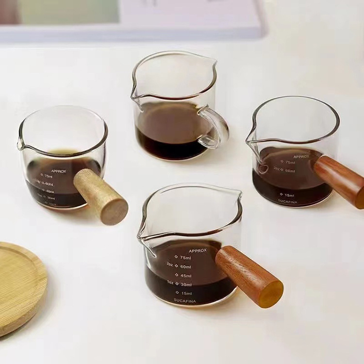 メーカー卸売ミルクカップミルクポットエスプレッソスケール計量カップコーヒーとミルクカップ木柄ミルク缶家庭用|undefined
