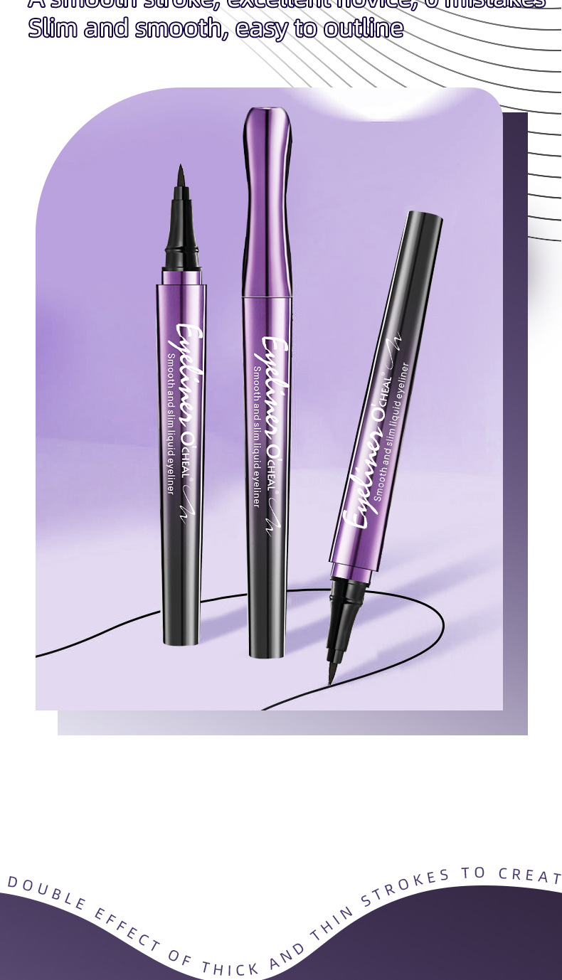 OCHEAL Extremely Fine And Quick-drying Eyeliner Pen Waterproof, Sweat-proof And Non-smudging, Thin Head Cool Black Water-based Pen_voghion.com