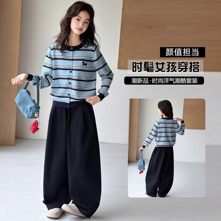 Girls' Outfits Children's Spring and Autumn Clothing Sweater Jeans 2026 Autumn Outfits for Older Children Tops Children's Sports Suits