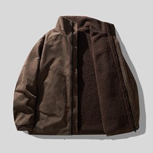 底特律高端重磅羊羔绒加厚工装棉服男士棉衣冬季御寒保暖棉袄外套