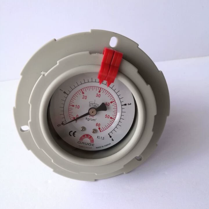 Безопасный осевой серый полипропиленовый манометр Huashi с диафрагмой PP + ТЕФЛОН, 0 ~ 4 кг, бесплатная доставка