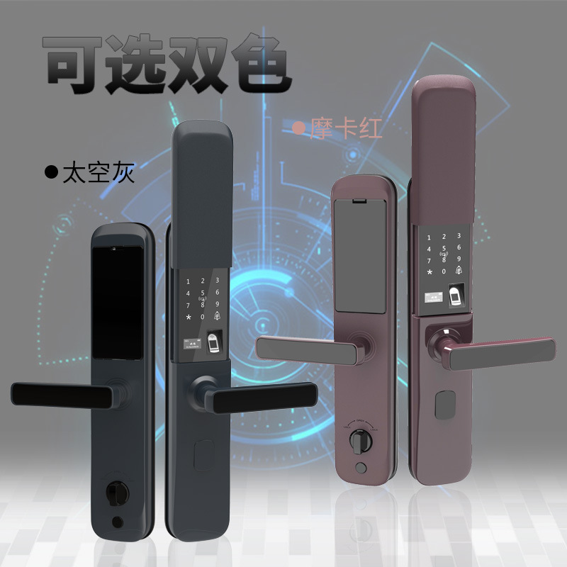 Bloqueo de huellas digitales puerta antirrobo doméstica cerradura inteligente cerradura automática puerta deslizante contraseña cerradura deslizante semiautomática