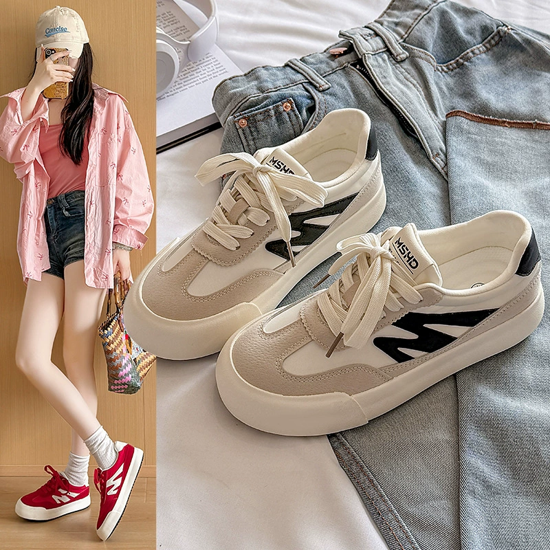 Женские кроссовки 6626, весна 2025, новинка, мягкая подошва, ретро, универсальные белые туфли, повседневные спортивные женские туфли на плоской подошве