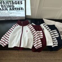 新款春秋儿童拉链套装男女宝宝棒球服宽松休闲舒适运动运动两件套